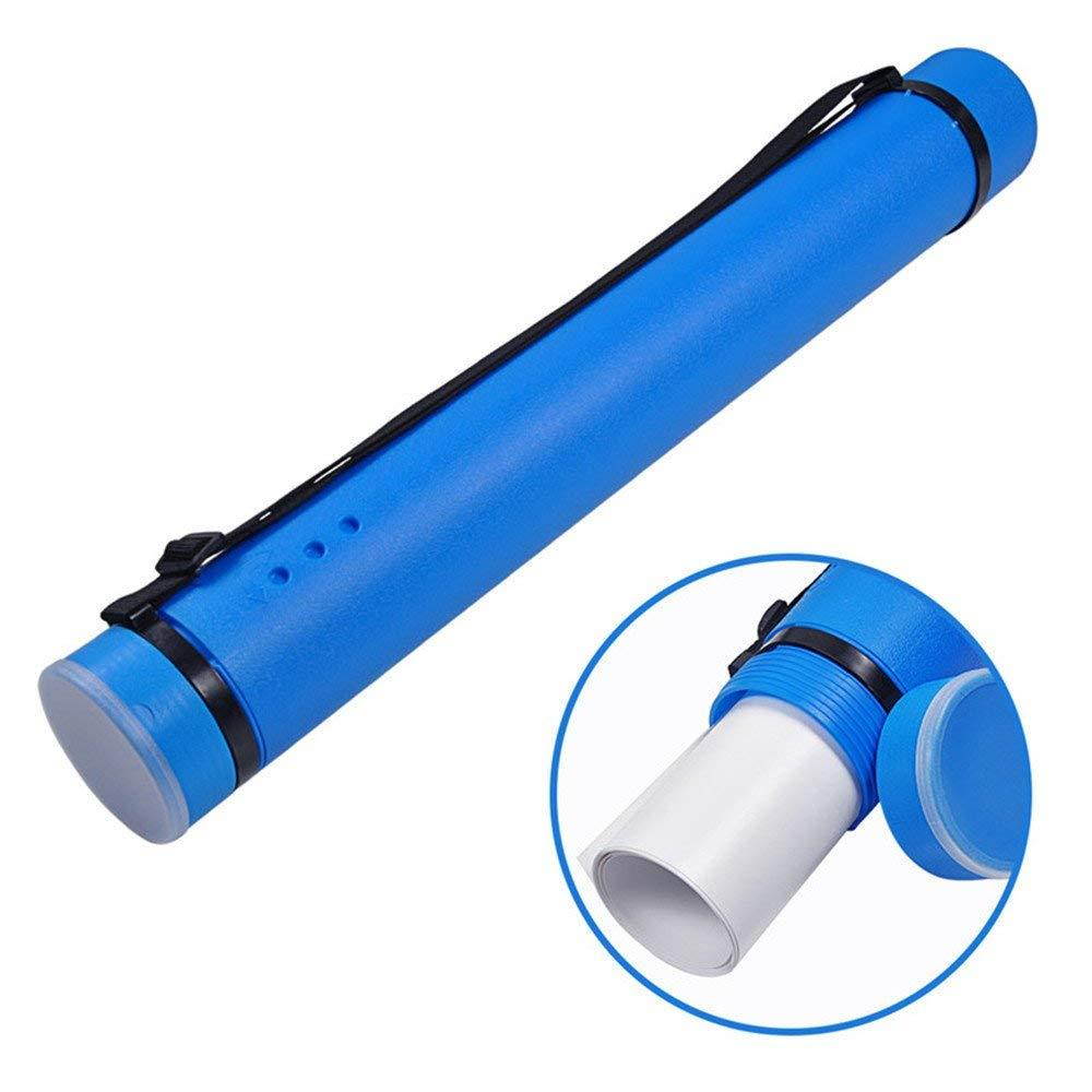 Poster Tube with Strap Plastic Expanding Poster Tube 24.5" to 40" with Clear ID Card Cap Transport Tube Telescoping Carrying Case for Blueprints (Blue)