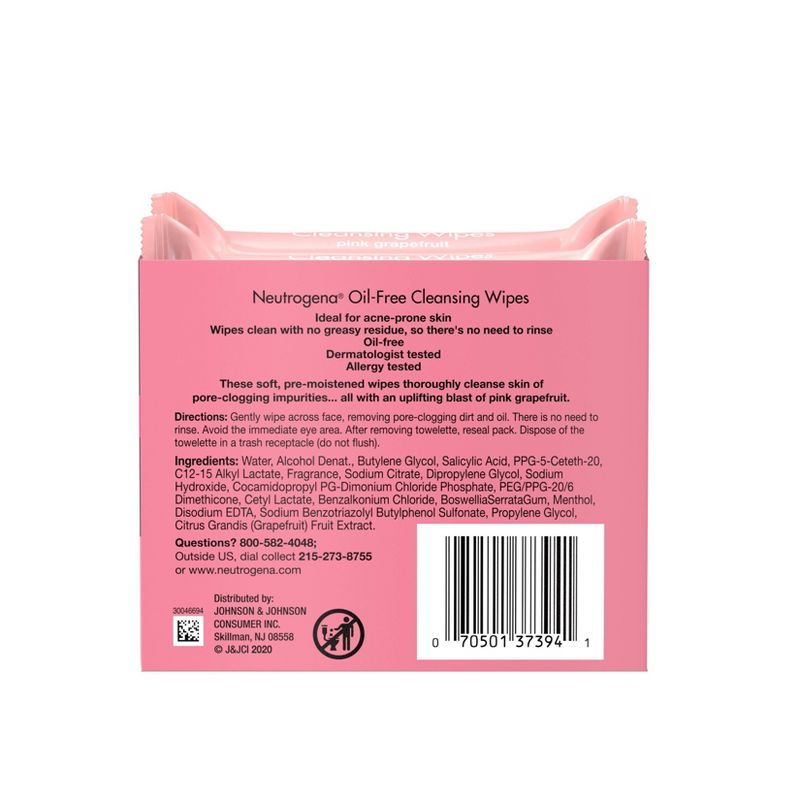 Neutrogena Oil-Free Cleansing Wipes - Pink Grapefruit - 50ct/2pk