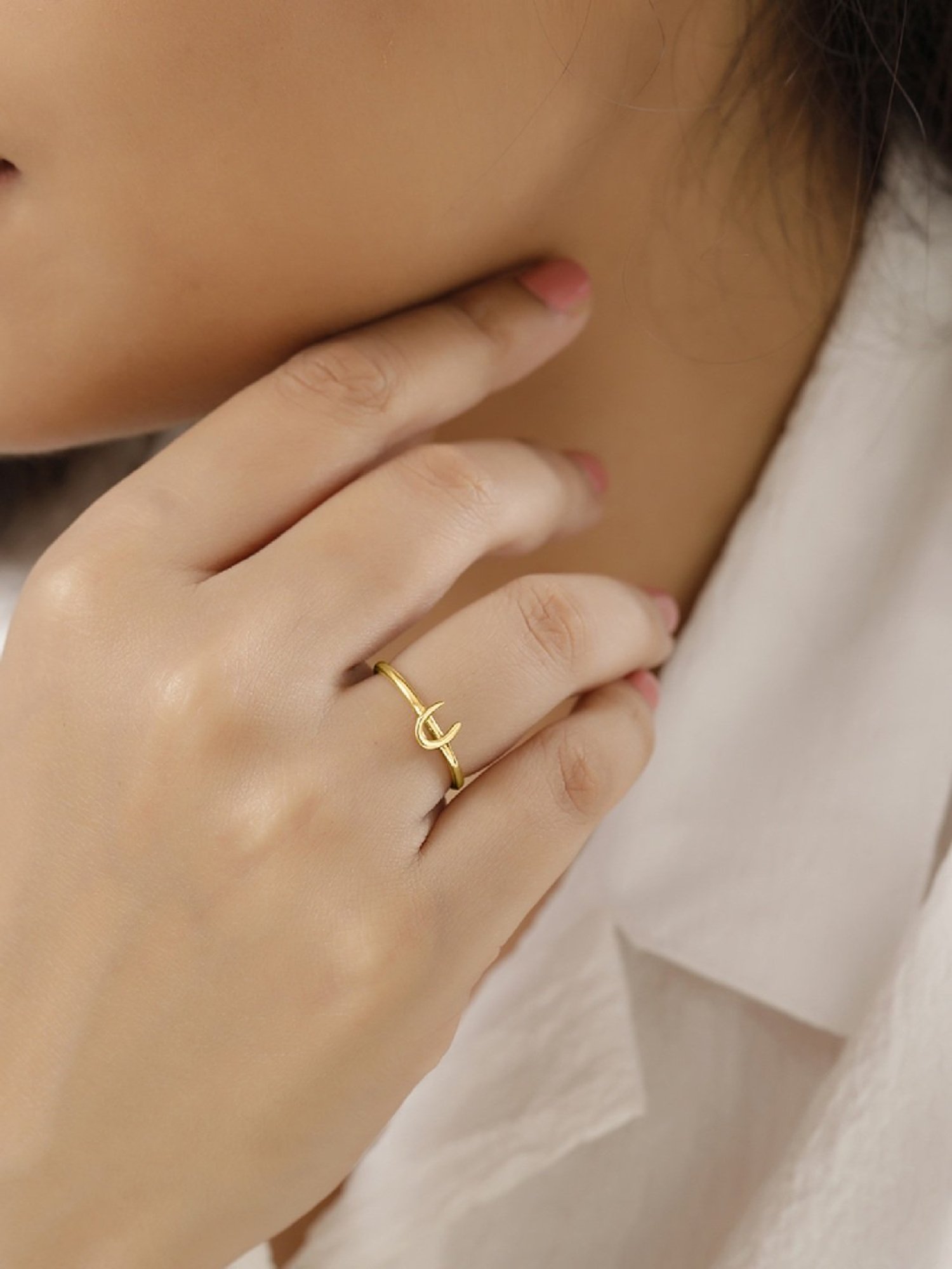 Mia by Tanishq Letter U 14k Yellow Gold Initial Ring