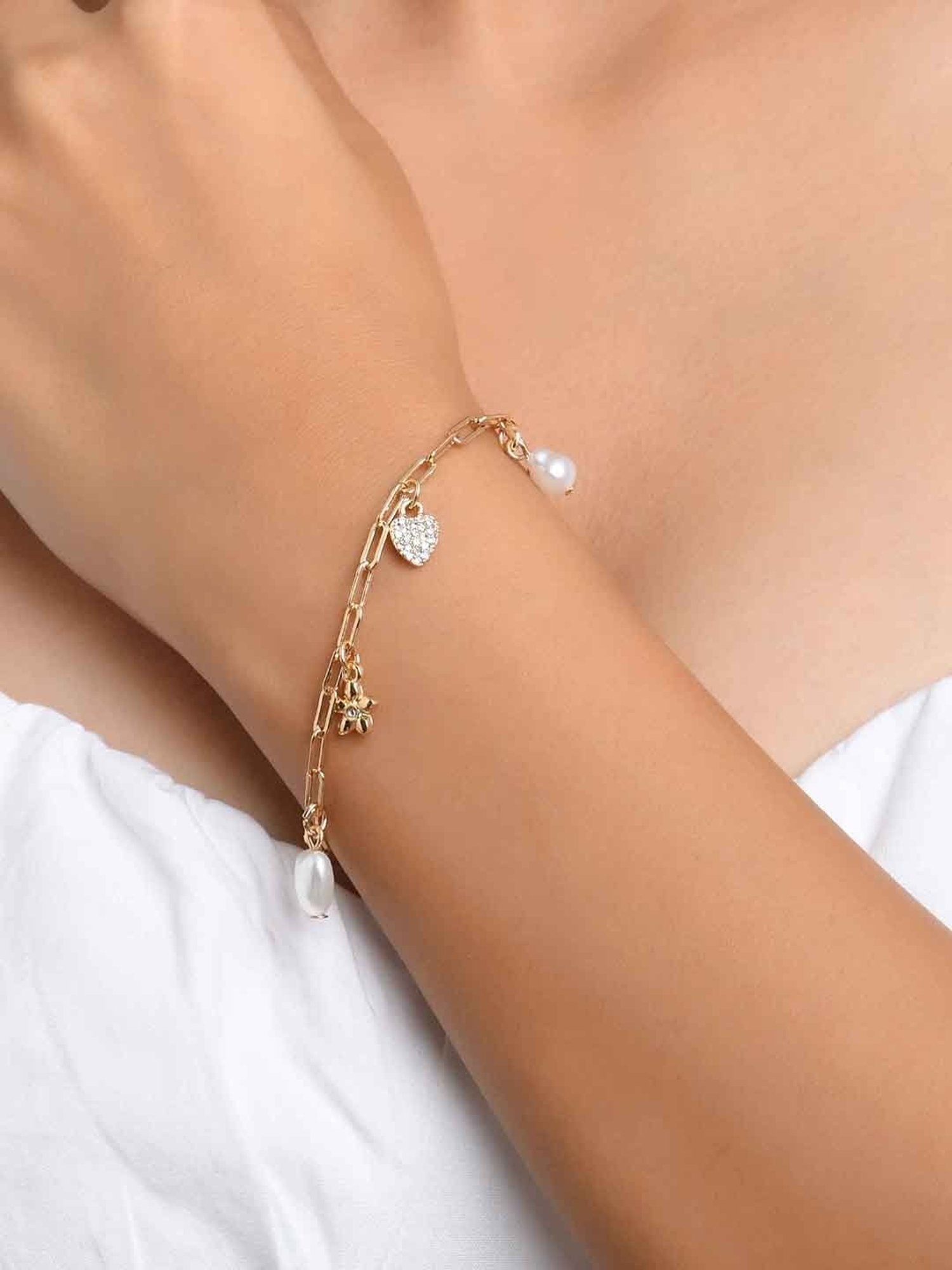 ToniQ Gold-Plated Classic Charm Flexible Fit Bracelet For Women
