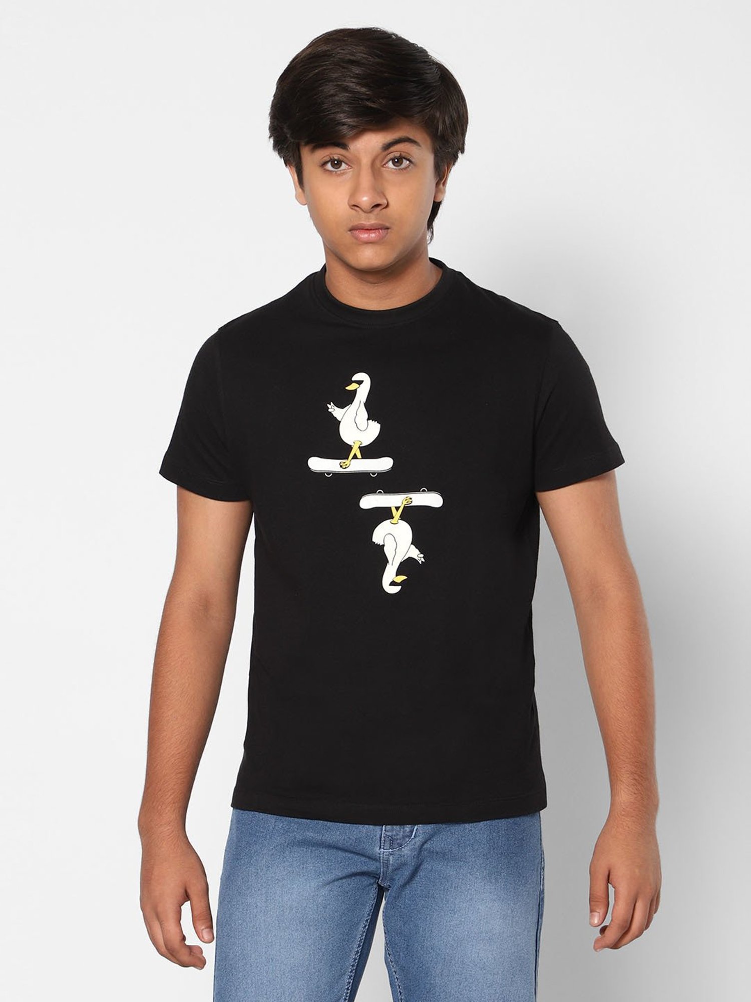 TeenTrums Boys Black Printed T-Shirt