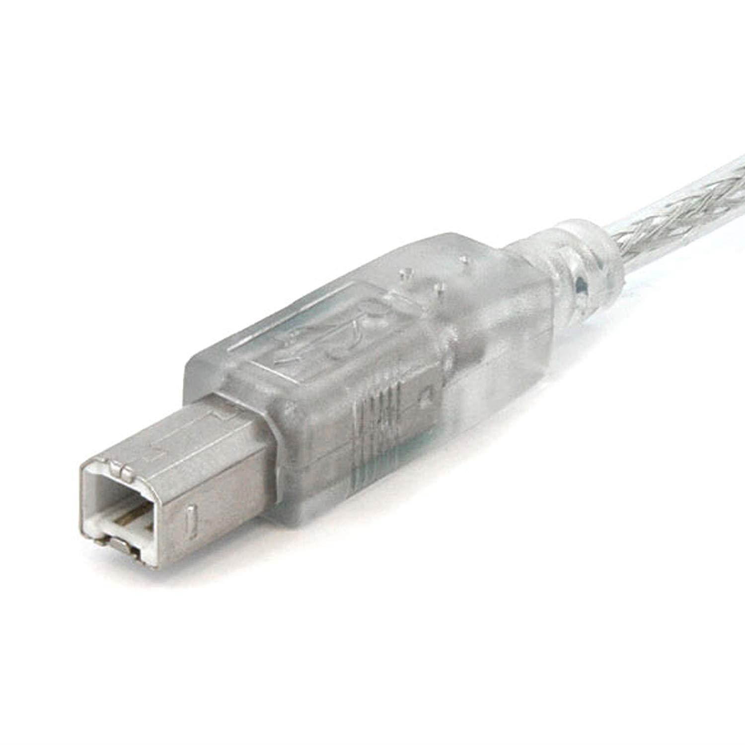 10 ft Transparent USB 2.0 Cable - A to B