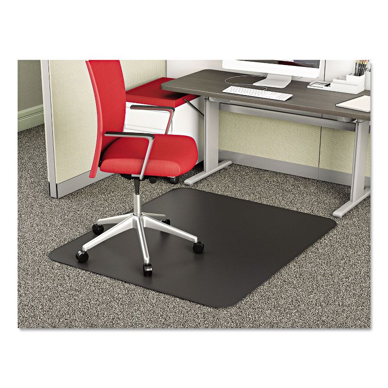 3'9"x4'5" Rectangle Solid Office Chair Mat Black - Deflect-o