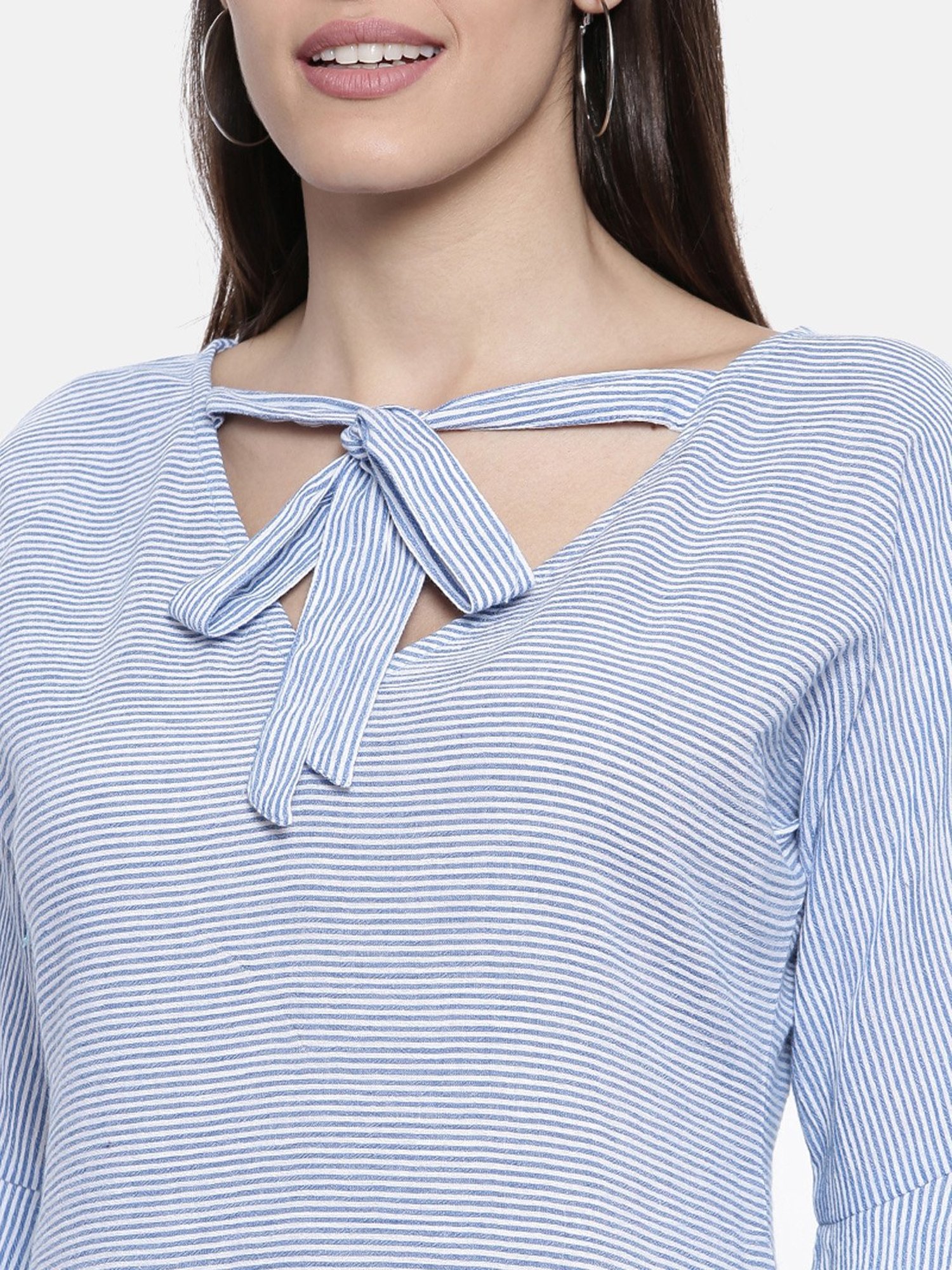 The Kaftan Company Blue Striped Top