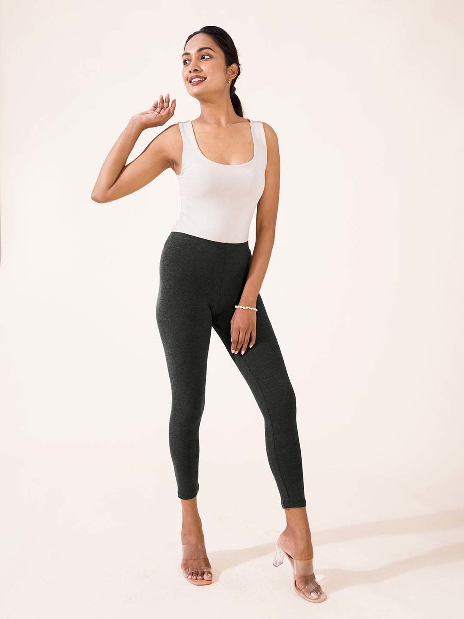 Go Colors! Grey Cotton Crop Leggings