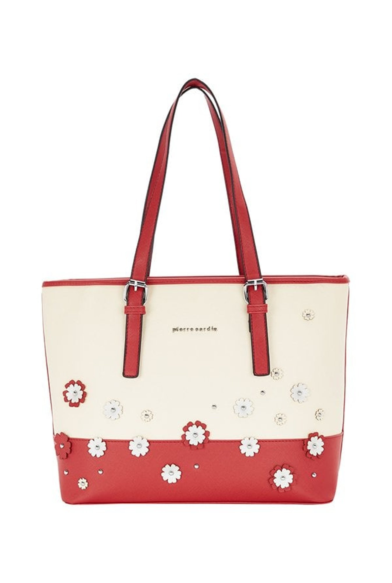 Pierre Cardin Red & White Embellished Tote Handbag