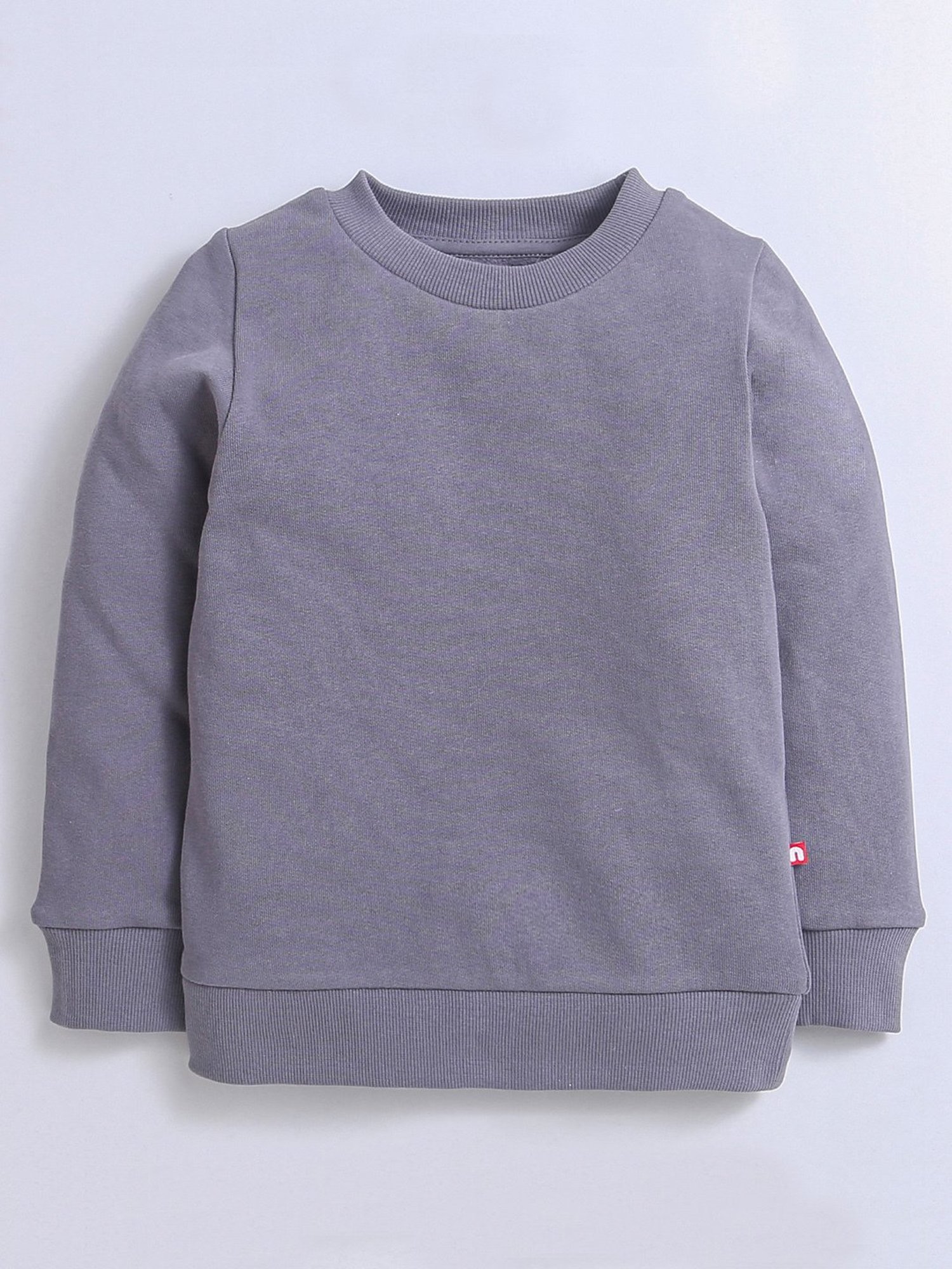 Nino Bambino Kids Grey Solid Full Sleeves Sweatshirt