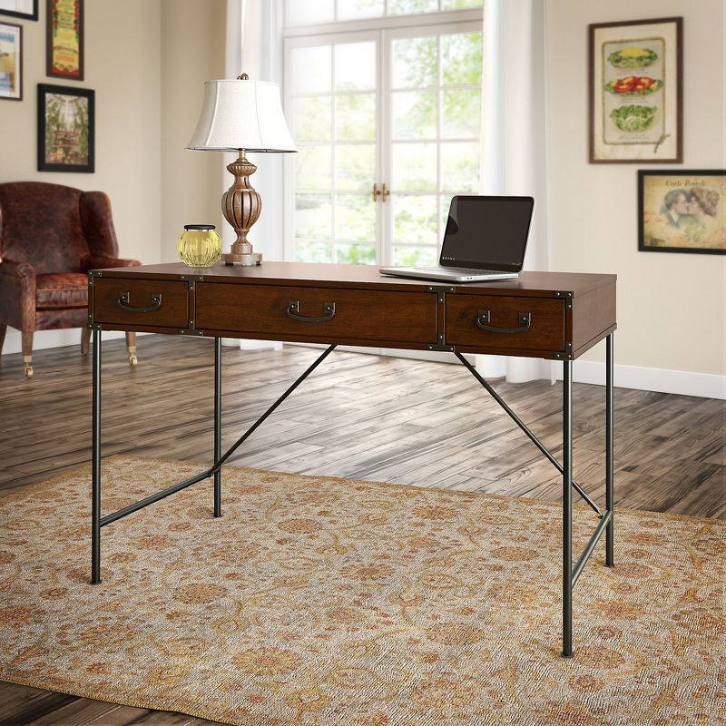 Kathy Ireland Home Ironworks Writing Desk Gold - Bush Furniture