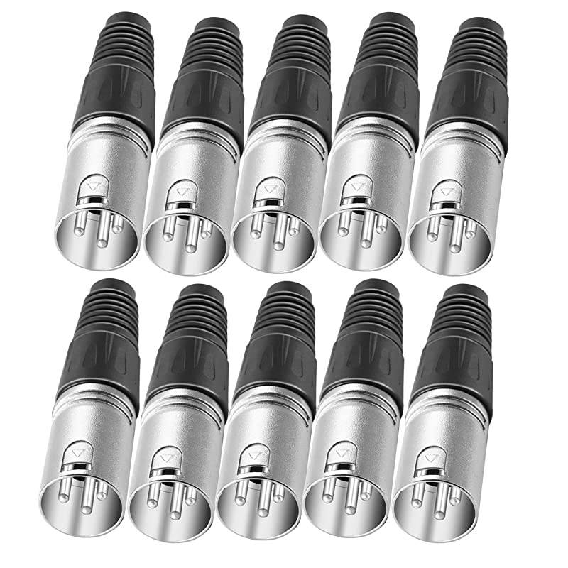 20Piece 3 Pin XLR Solder Type Connector 10 Male and 10 Female Plug Cable Connector Microphone Audio Socket Made of Zinc Alloy for High Conductivity and Ultralow Noise Metal End