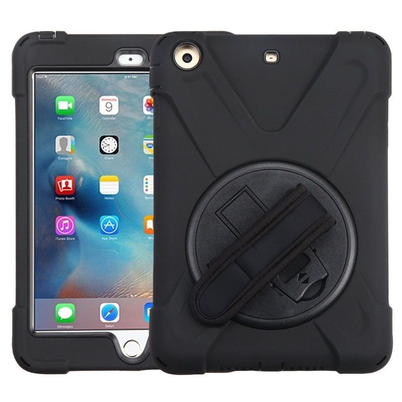 MYBAT For Apple iPad Mini 1/2/3 Black Wristband Hard Rubberized Case Cover w/stand