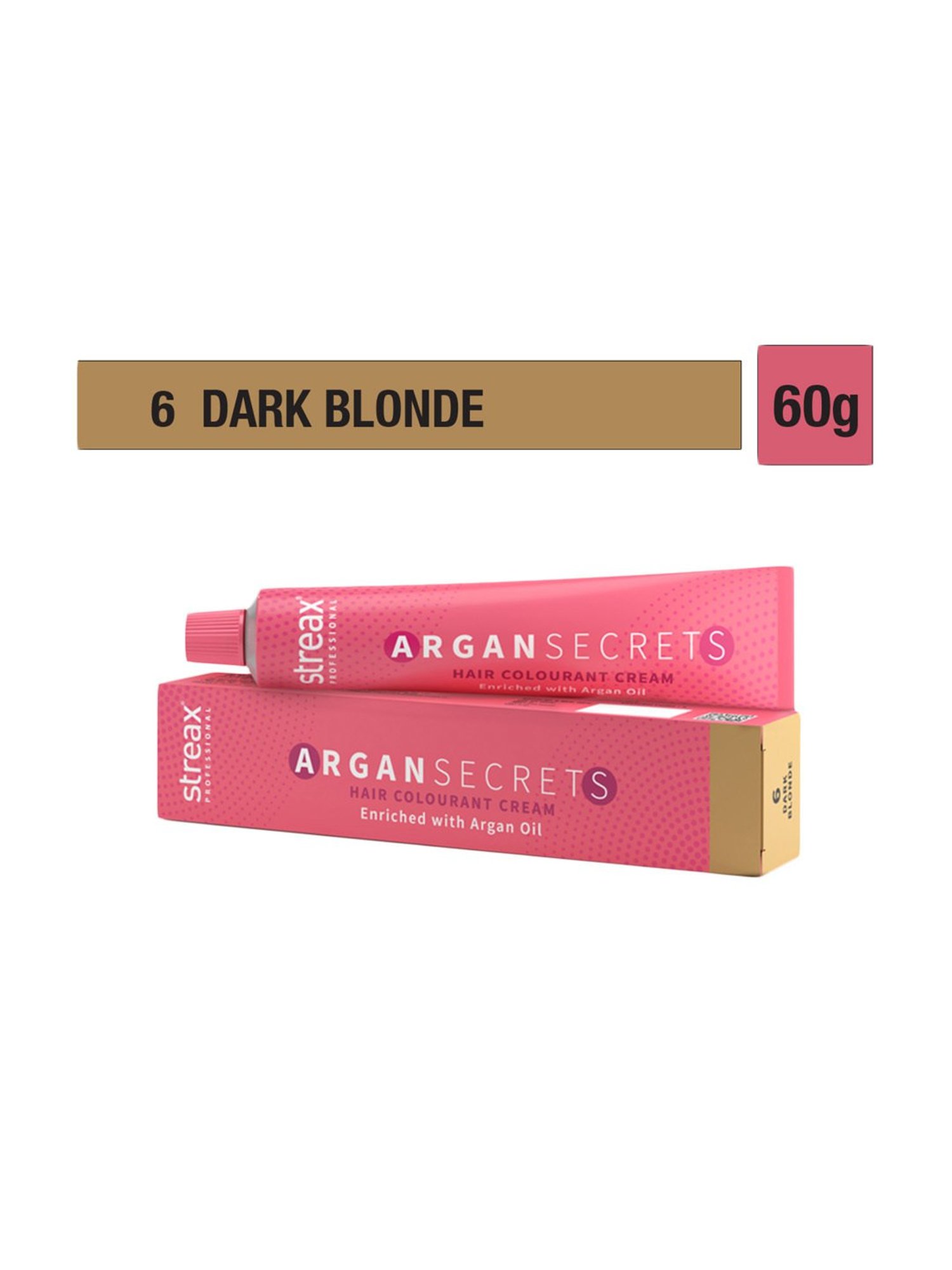 Streax Professional Argan Secret Hair Colourant Cream Dark Blonde 6 - 60 gm