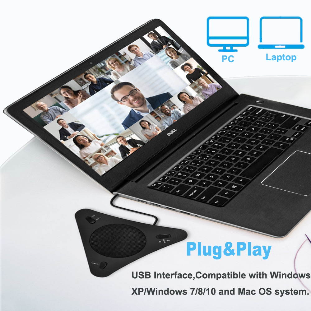 USB Conference Computer Microphone VOIP Omnidirectional Desktop Wired Microphone Built-in Speaker Support Control Mute Function Plug  Play for PC Laptop for Video Call | Zoom Meeting 360&deg; Audio Pickup