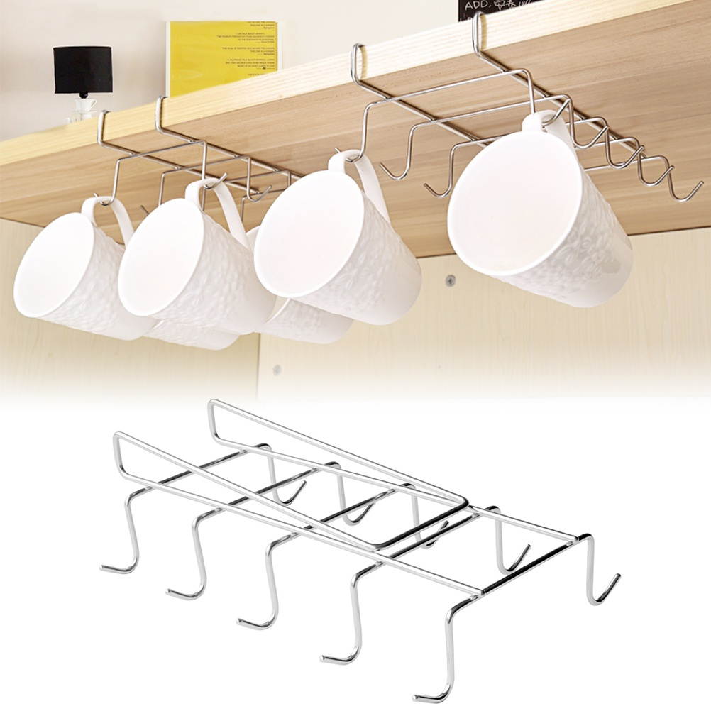 1PC Multifunctional Kitchen Storage Rack Nails Free Design Cupboard Hanging Hooks Wine Coffee Cup Storage Holder Dishes Racks