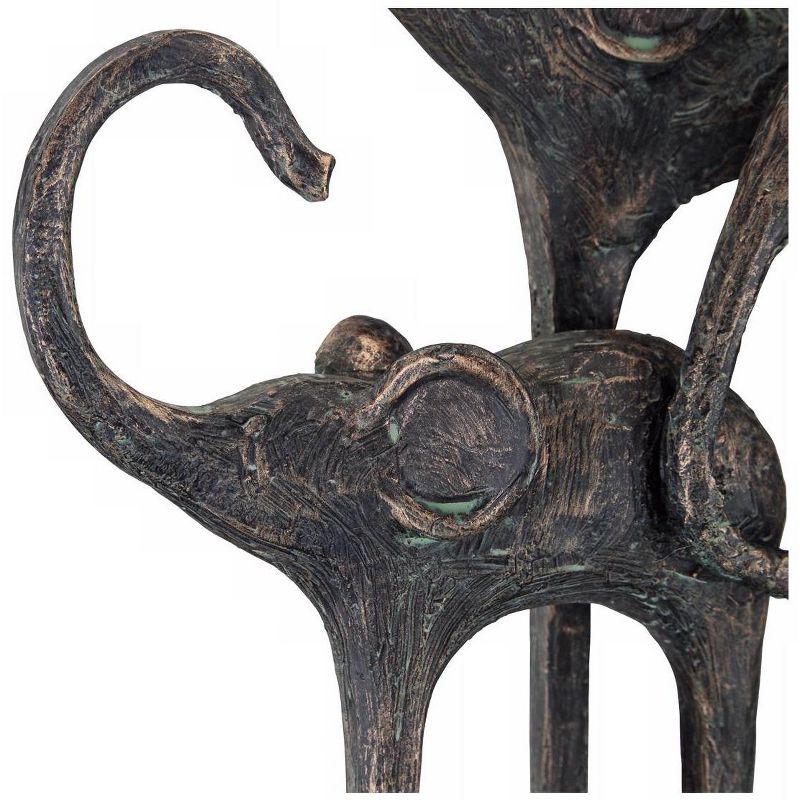 Kensington Hill Trumpeting Elephants 15" High Verde Finish Sculpture