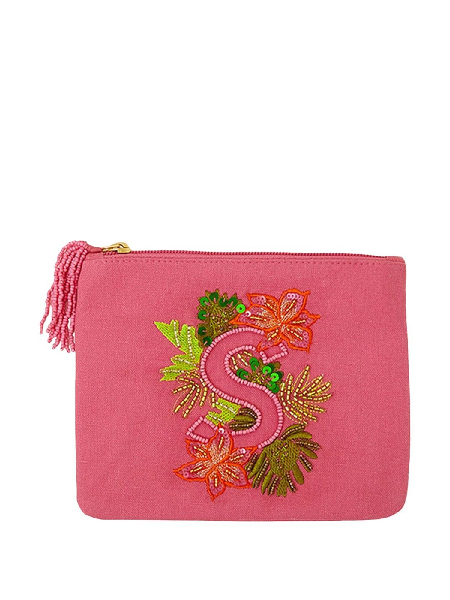 Accessorize London Pink & Green Embellished Pouch