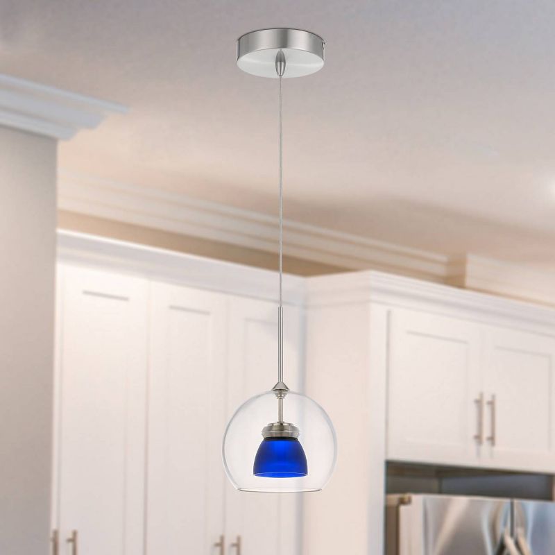 4.75" Integrated LED Dimmable Double Glass Mini Pendant Frosted Clear and Blue - Cal Lighting
