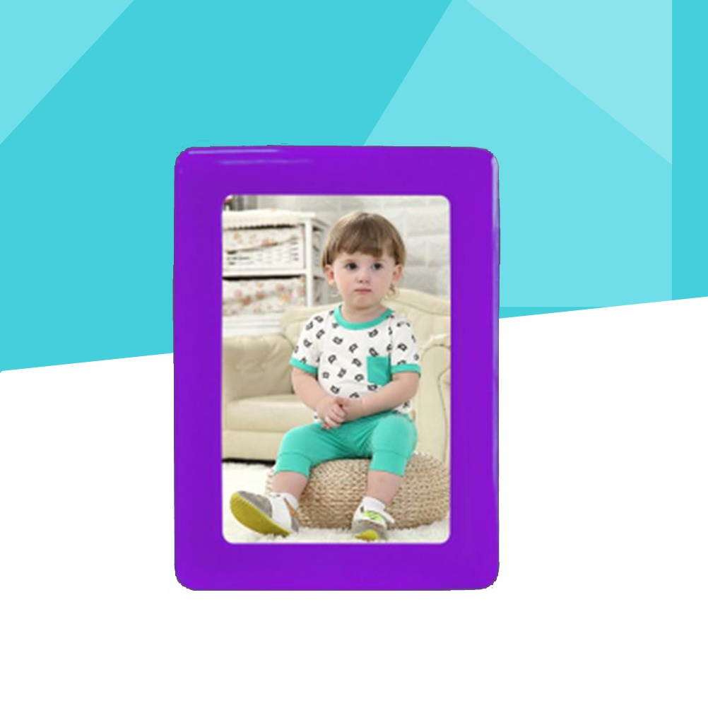 Colorful Photo Frame Strong Magnetic Picture Frame Refrigerator Photo Frame 6 Inch(Purple)