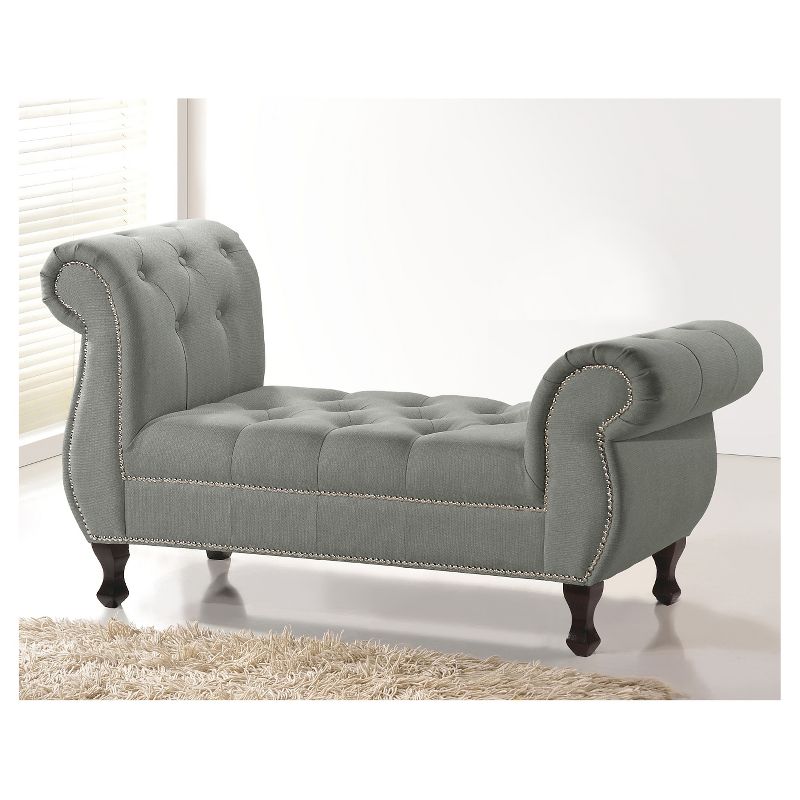 Pease Contemporary Faux Leather Upholstered Crystal Button Tufted Chaise Lounge White - Baxton Studio