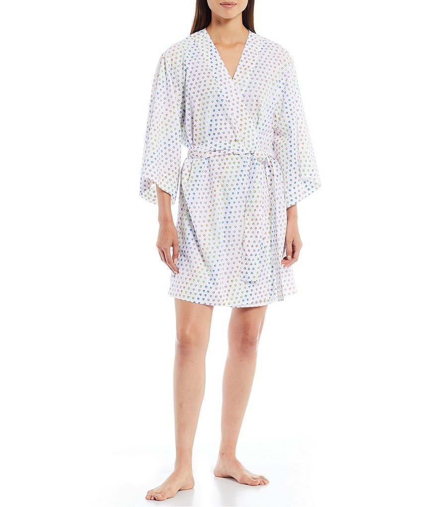 PJ Salvage Solid Ribbed Knit Long Wrap Robe