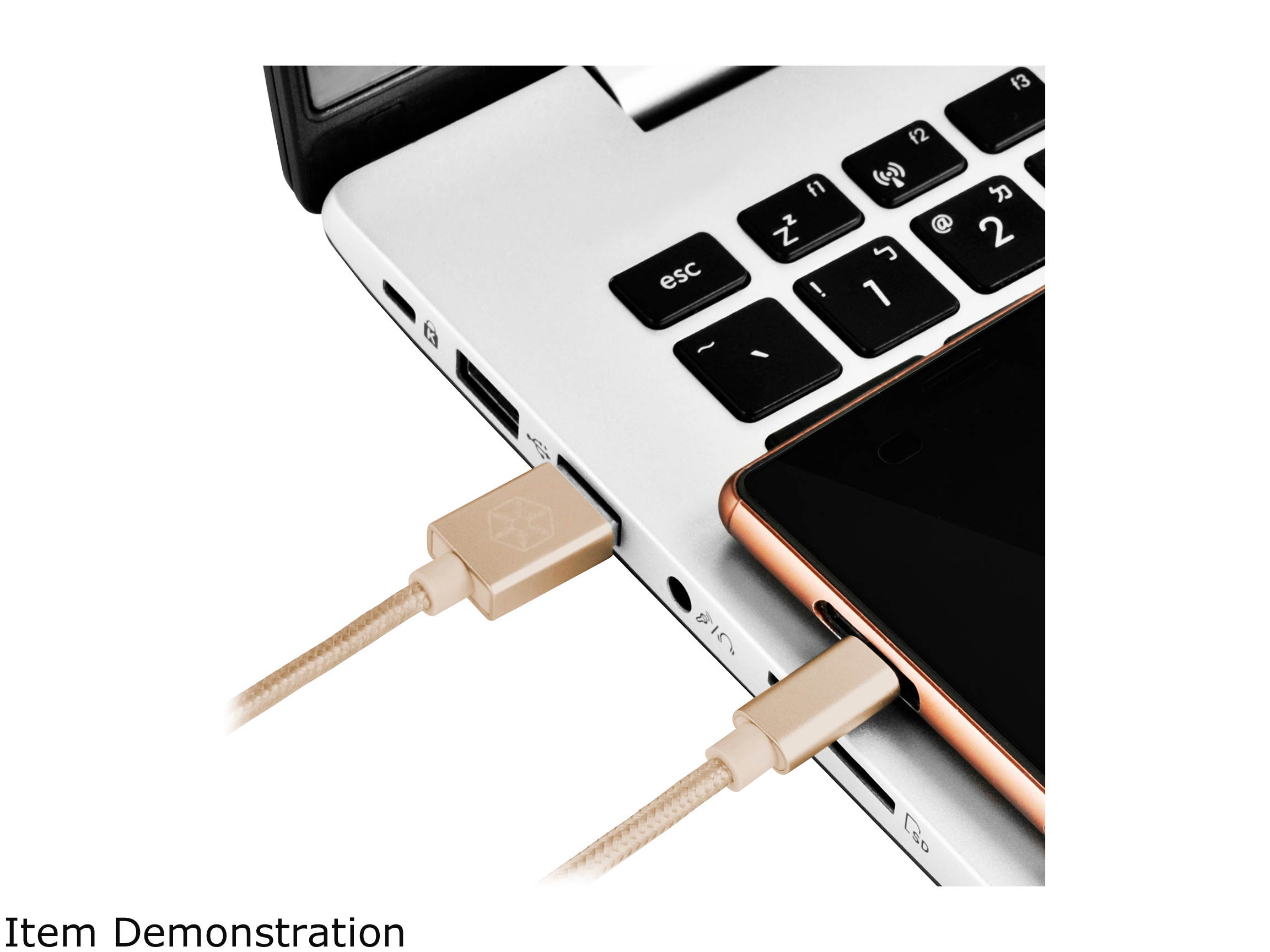 SilverStone Technology CPU01G-500 Micro USB Cable for Smartphone / LG / Samsung / Reversible USB-A / Reversible Micro USB-B / 500mm / Gold