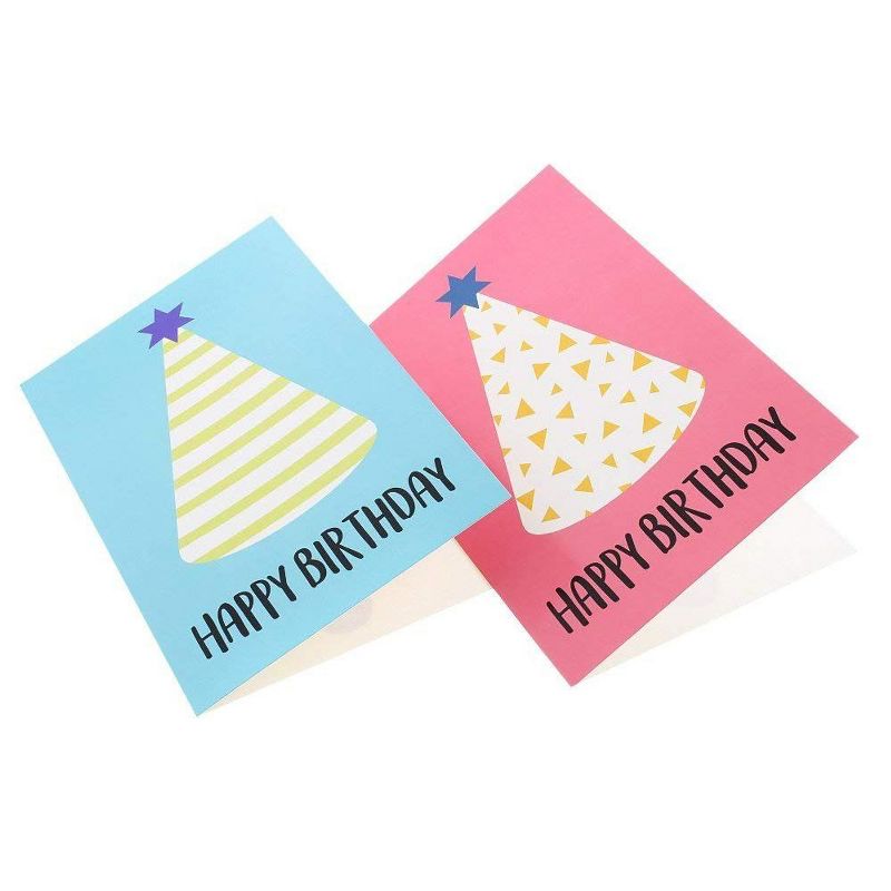 Best Paper Greetings 48-Pack Party Hats Happy Birthday Greeting Cards Bulk Box Set with Envelopes, 6 Colors, 4x6 in