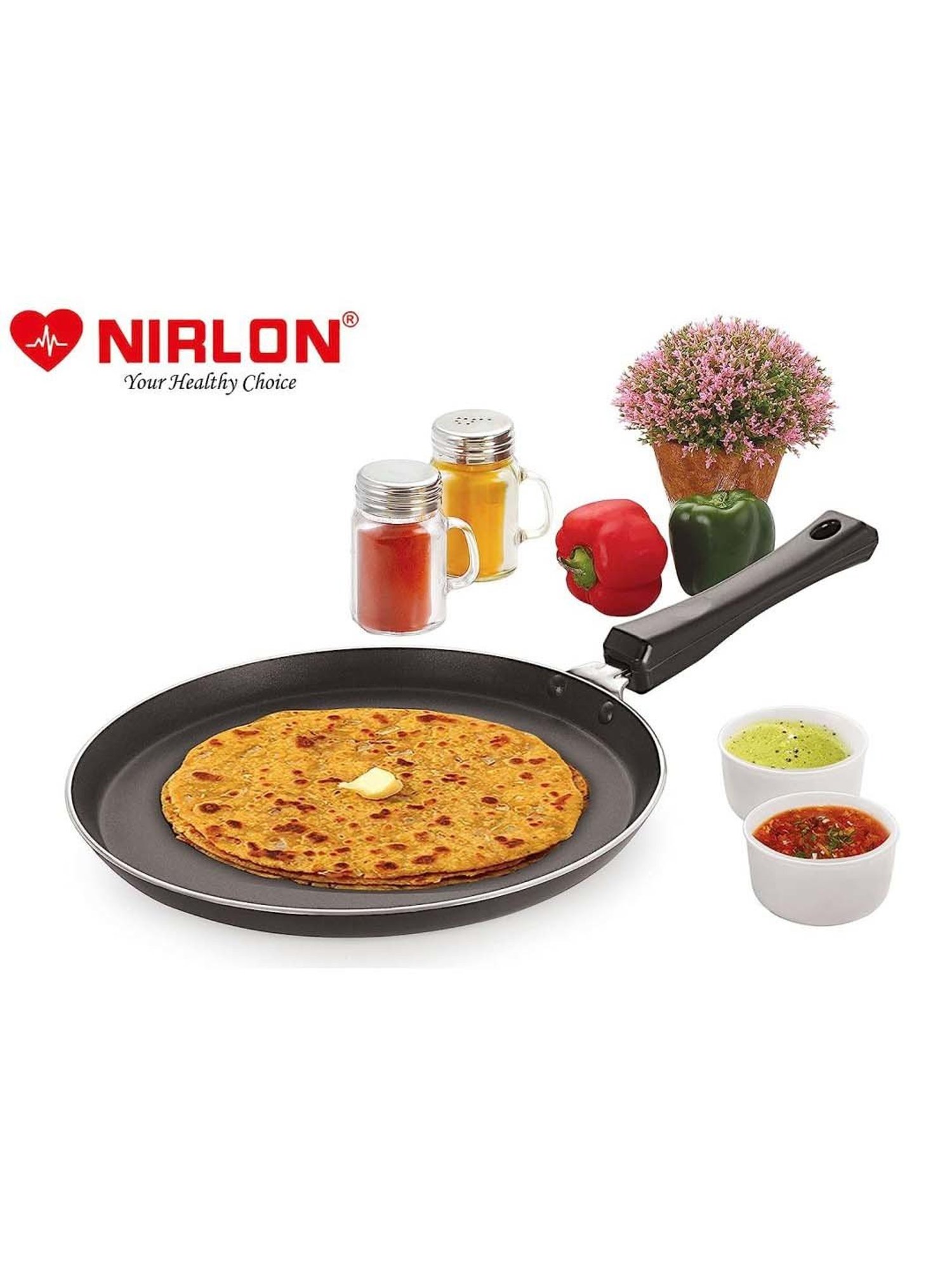 Nirlon Pure Grade Virgin Aluminium Non-stick Induction Base Flat Tawa - 26 cm Diameter