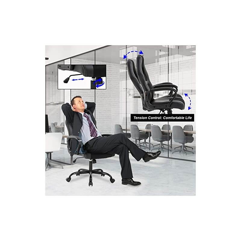 Chair PC Gaming Chair Cheap Desk Chair Ergonomic PU Leather Executive Computer Chair Lumbar Support for Women, Men(Black)