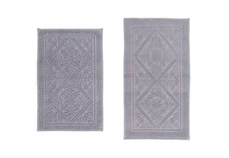2pc Solid Memory Foam Shag Bath Mat Set Blue - Yorkshire Home