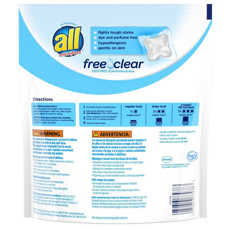 All Mighty Pacs Free Clear Laundry Detergent Pacs - 39ct
