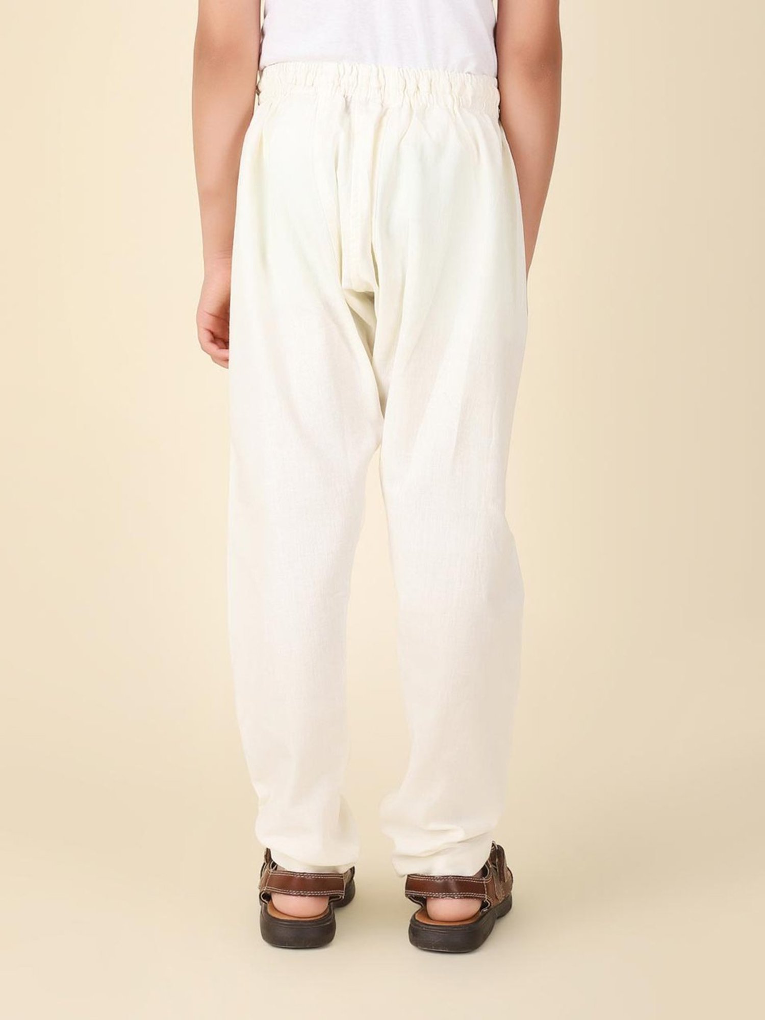 Fabindia Kids White Solid Pyjamas