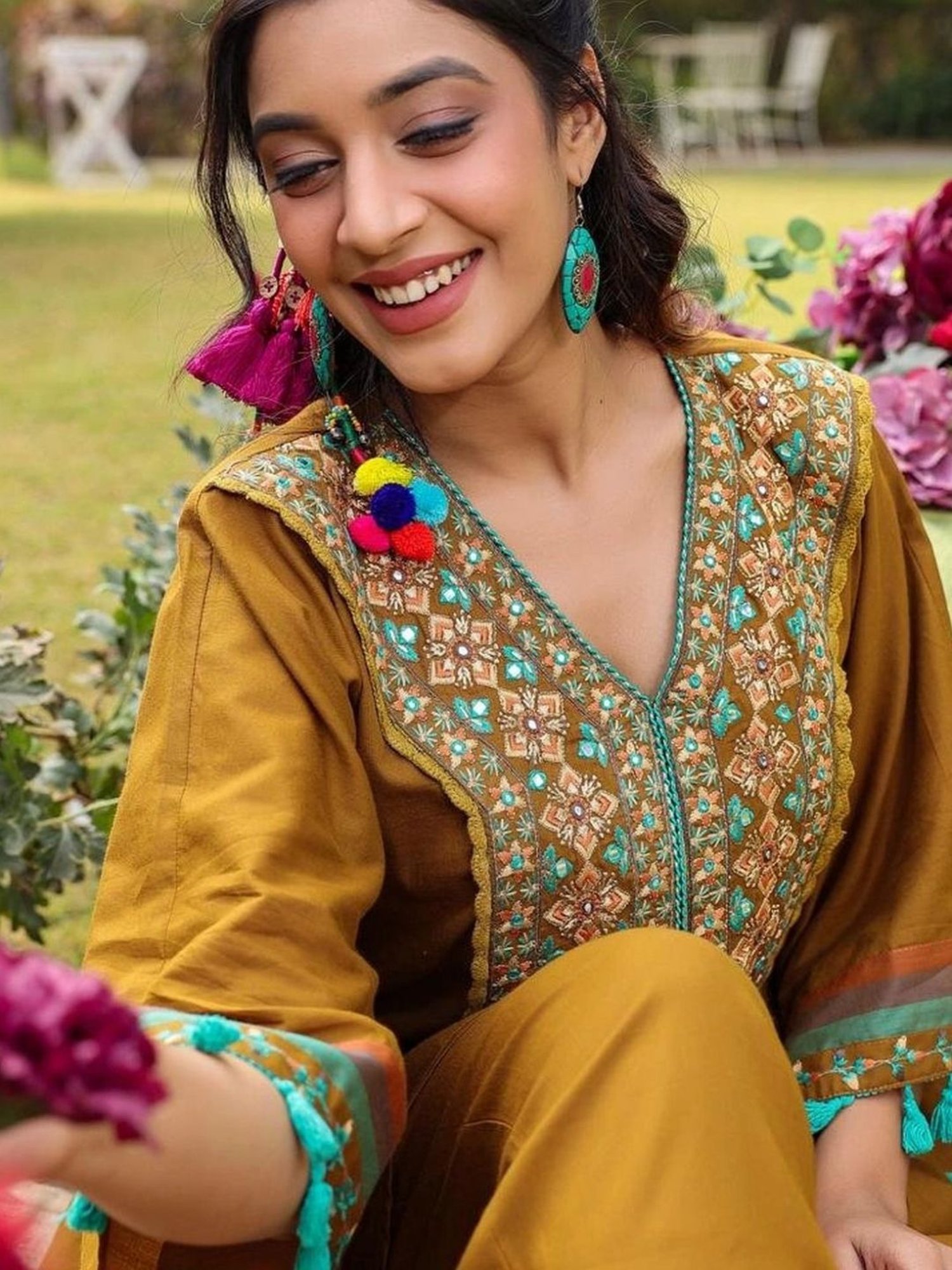 Autumnlane Beige Rupa Forest Tunic with Pant Co-Ord Set Comes With Matching Bag