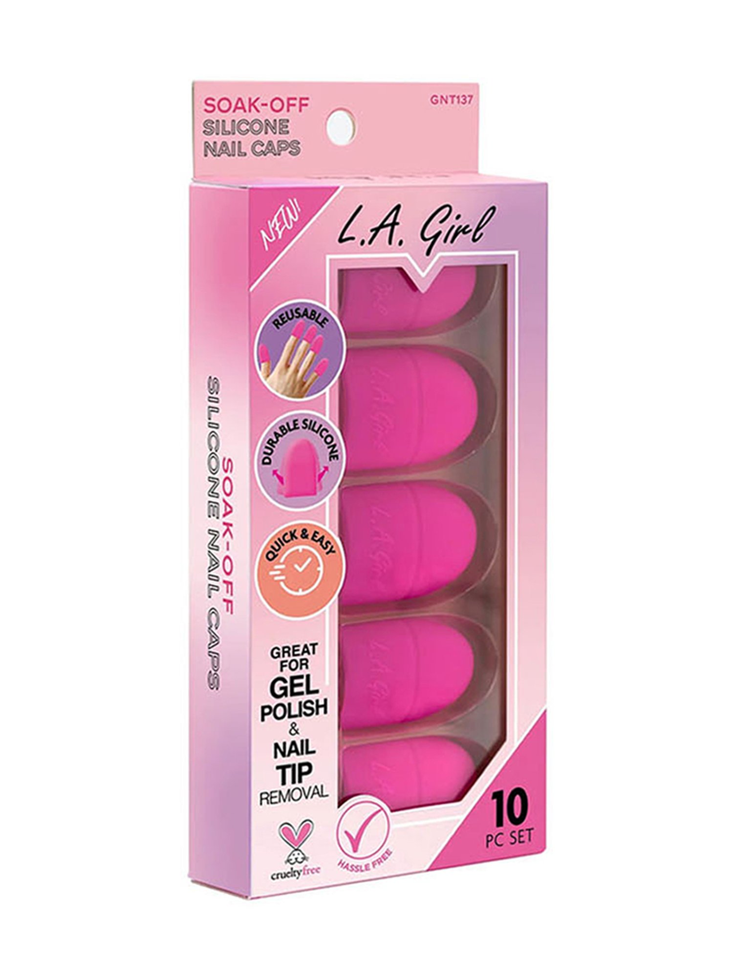 L.A. Girl Soak-Off Silicone Nail Caps - Pack of 10