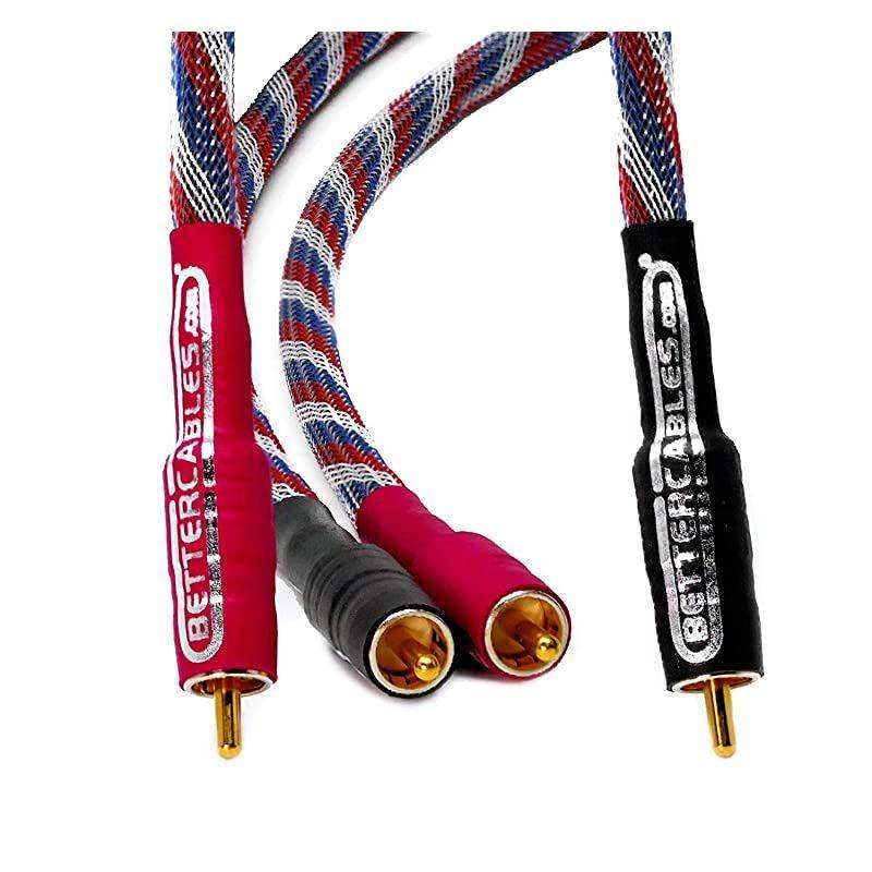 8 Inches  Silver Serpent Snake Edition Brown/White RCA Audio Interconnect Cables - Stereo Pair (2 Cables) High-End, High-Performance, Premium Hi-Fi Audio -