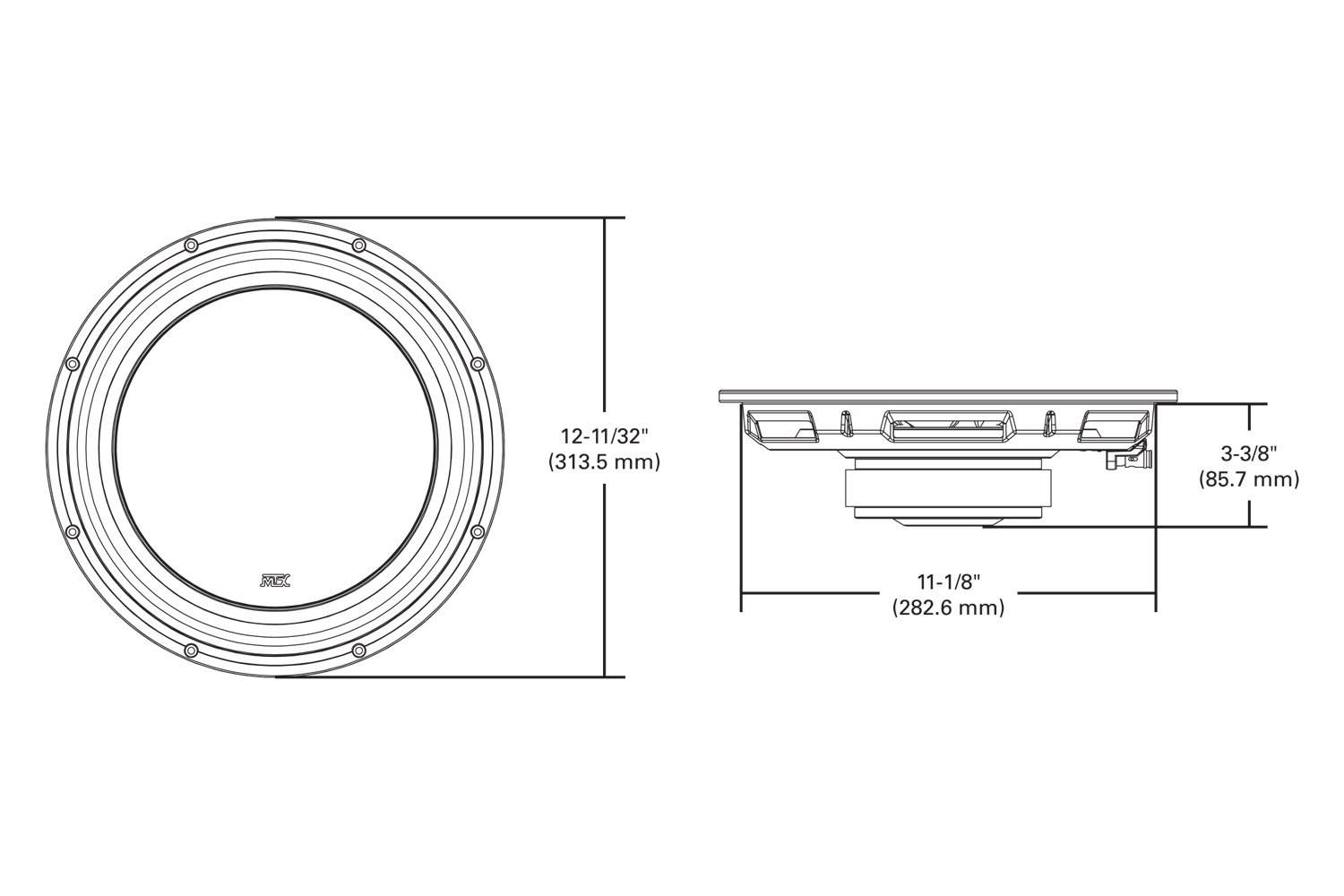 MTX 3512-04S 12" 600 Watt Shallow Mount Car Audio Subwoofer Slim Sub SVC 4-ohm