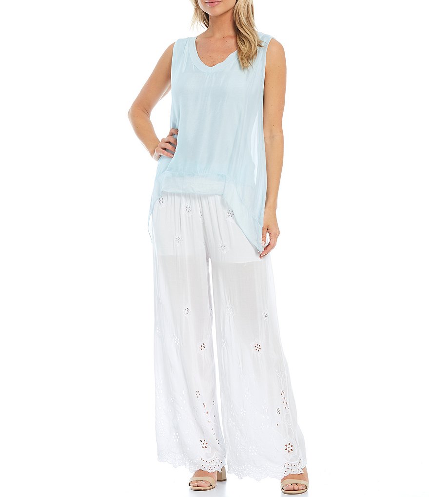 M Made in Italy V-Neck Silk Blend Hi-Low Top