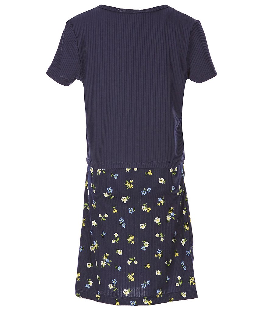 Ally B Big Girls 7-16 Solid Short-Sleeve Cardigan & Sleeveless Floral-Printed A-Line Dress Set