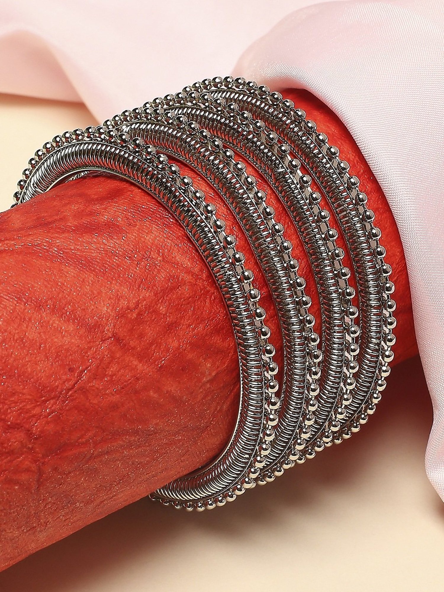 Oomph Jewellery Oxidised Silver Bangles - Set of 4