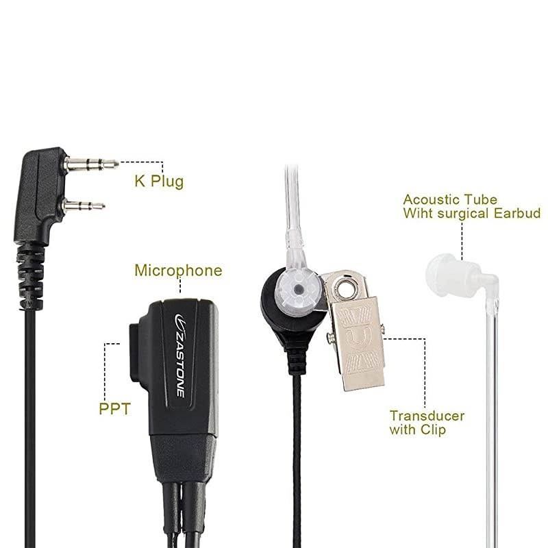 10 Pack  2Pin Walkie Talkie Earpiece Covert Air Acoustic Earpiece Headset for Two Way Radio Kenwood PUXING POFUNG Baofeng UV3R Plus UV5R UV5RA 888S