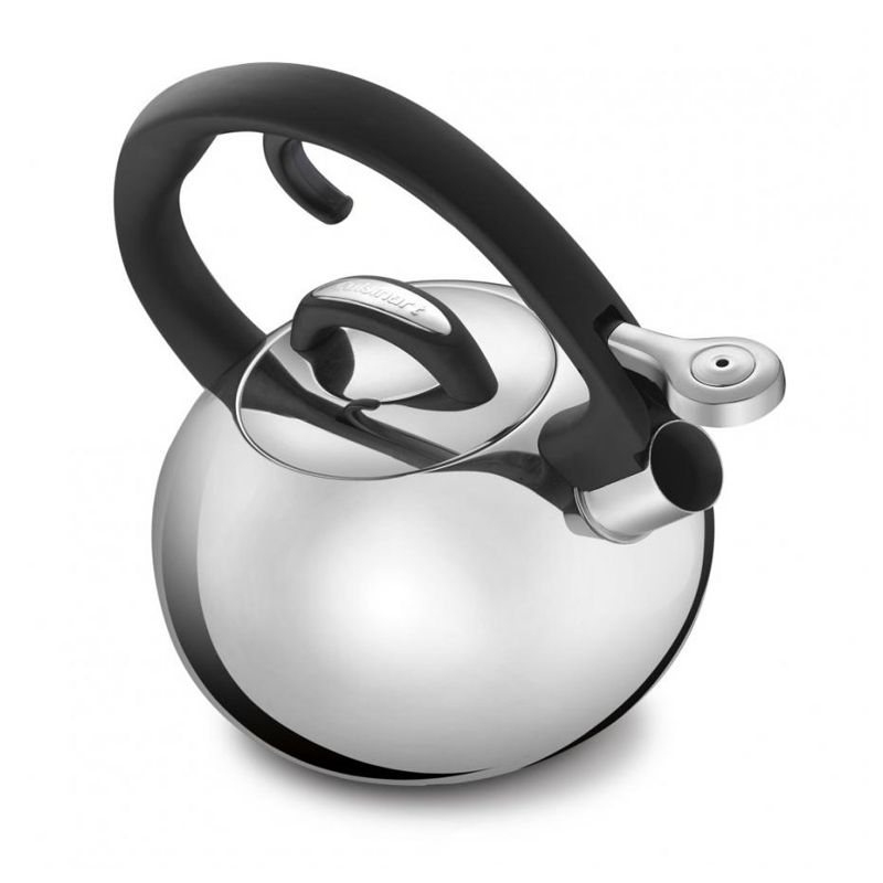 Cuisinart CTK-SS8 Classic Brilliance Modern 2 Quart Stainless Steel Whistling Tea Kettle Pot for Hot Water and Coffee, Silver