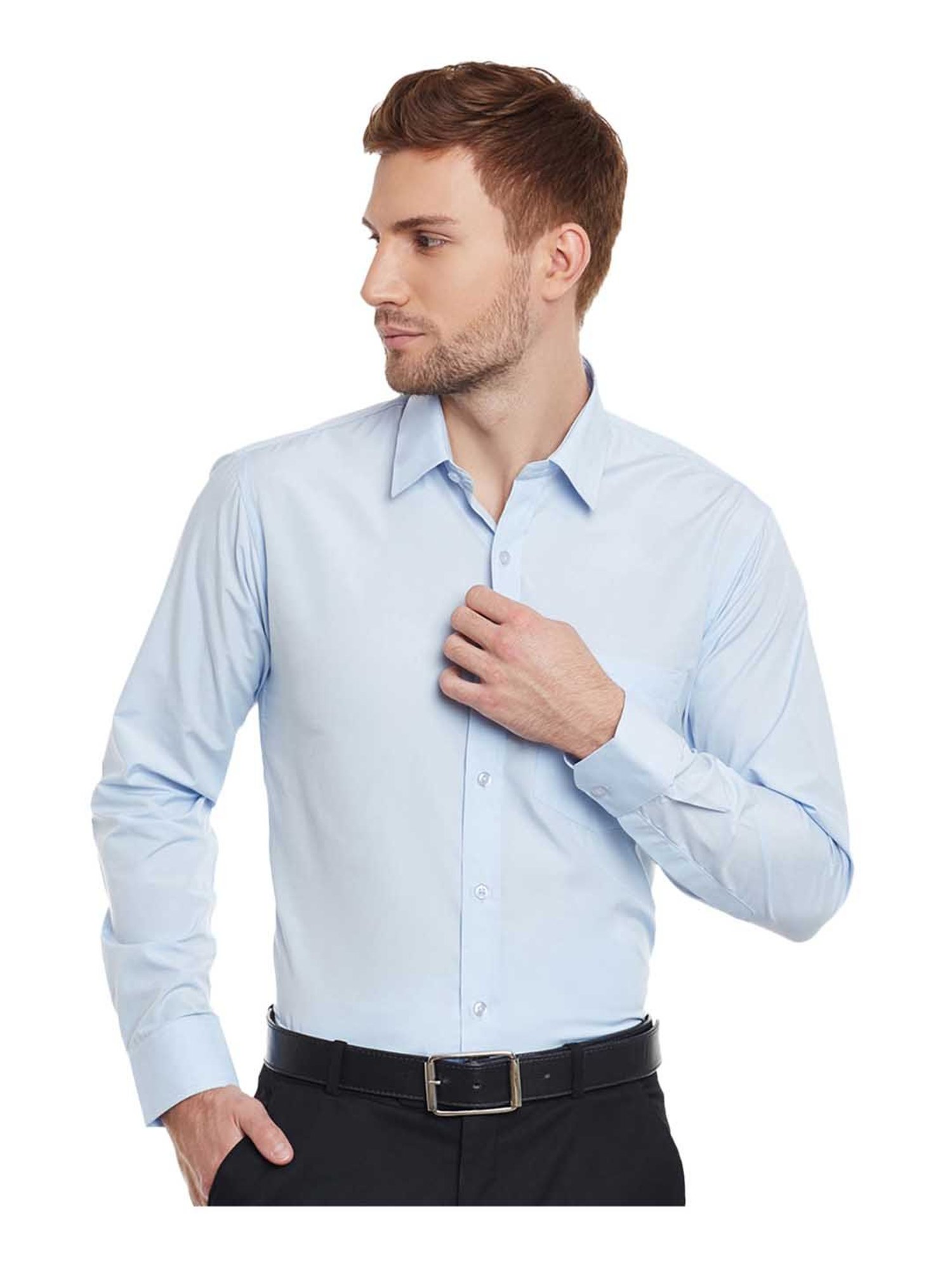 English Navy Baby Blue Slim Fit Shirt