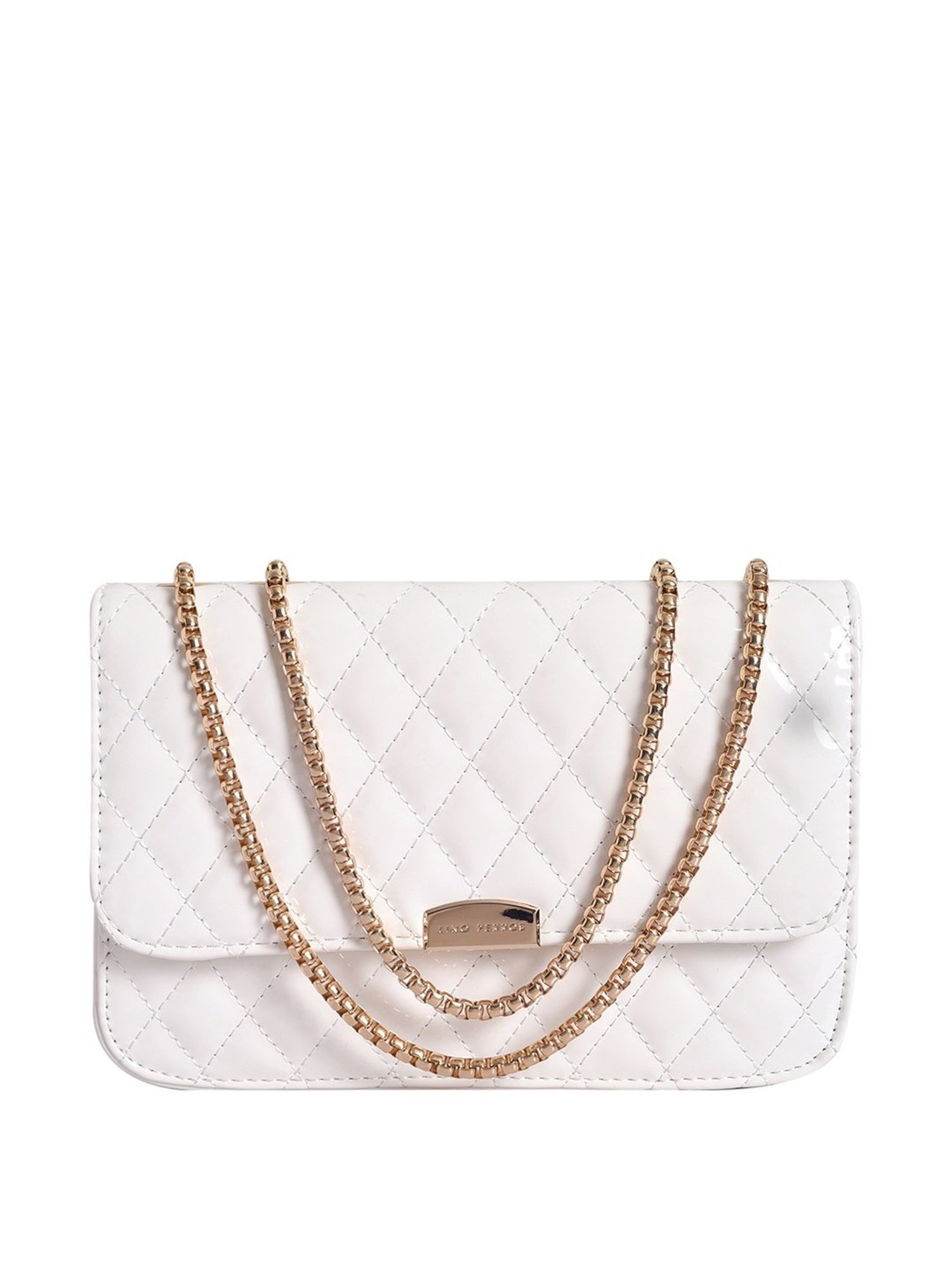 Lino Perros Pearl White Quilted Medium Handbag