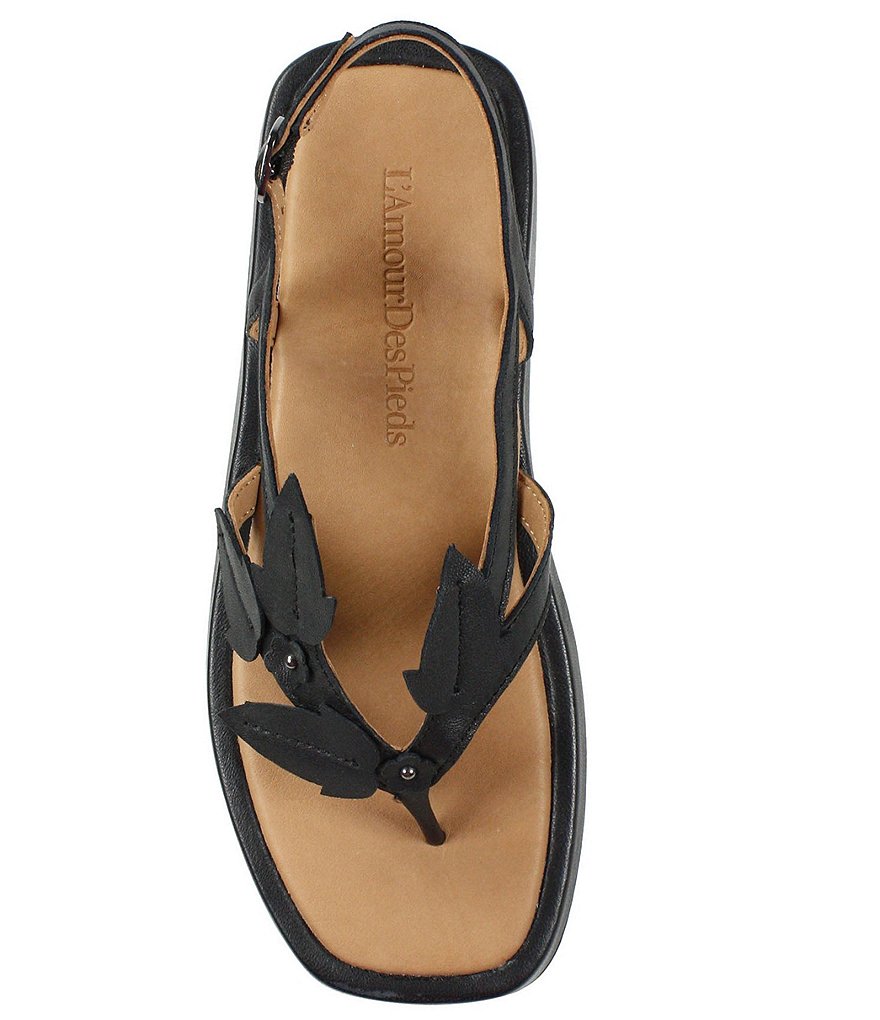 L'Amour Des Pieds Avaline Leather Thong Platform Wedge Sandals