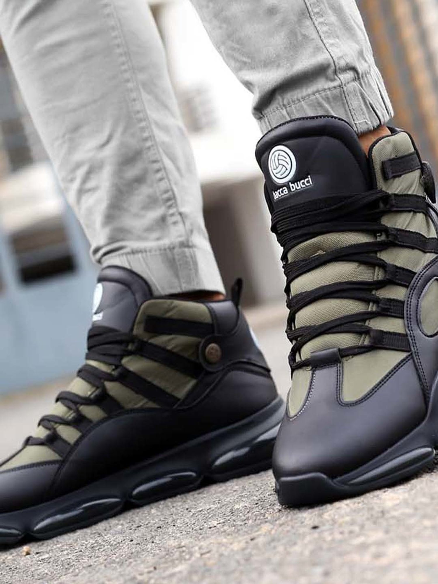 Bacca Bucci Men's DOMINATOR Olive Ankle High Sneakers