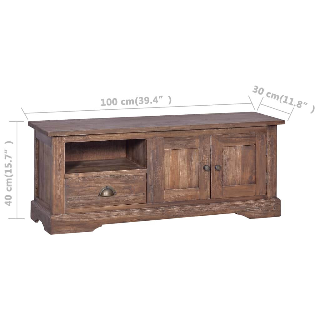 vidaXL Solid Teak Wood TV Cabinet Stand Hifi Stereo Side Cabinet Lowboard