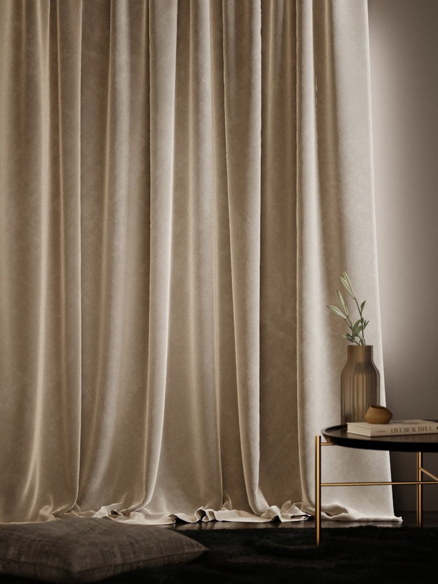 Stoa Paris Date Night Ivory Elegance Velvet Window Curtain (5 ft)
