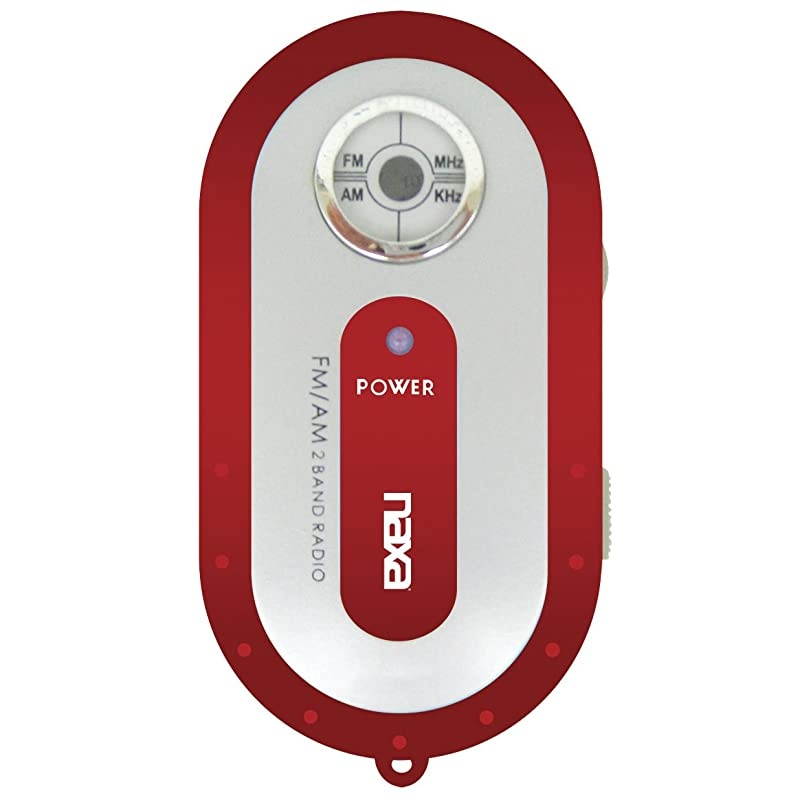 NR-720 Portable AM/FM Mini Pocket Radio, Rotary Tuning Dial, 3.5mm Headphone Jack, Red (NR-720 RE)