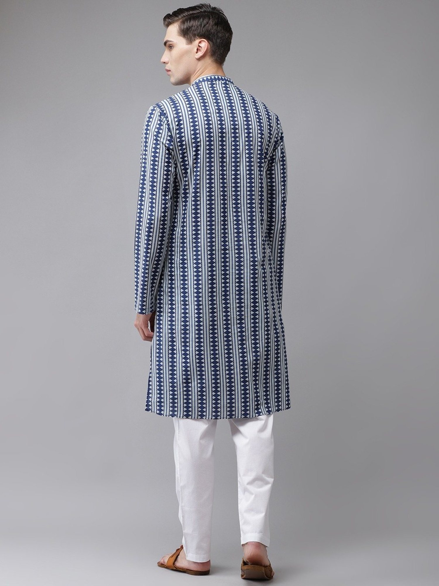 See Designs Blue & White Cotton Regular Fit Printed Kurta Bottom Set
