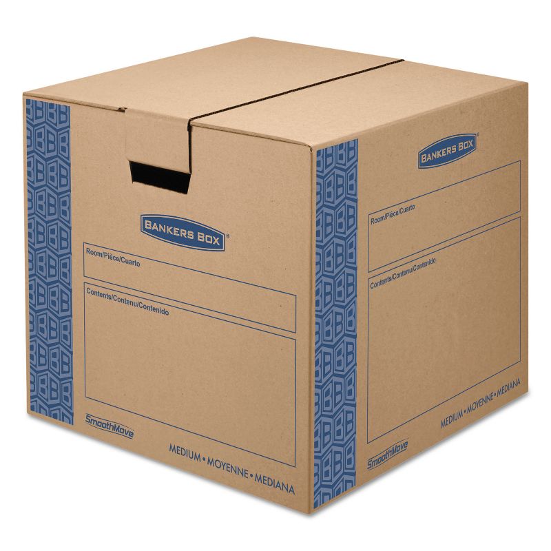Bankers Box SmoothMove Prime Medium Moving Boxes 18l x 18w x 16h Kraft/Blue 8/Carton 0062801