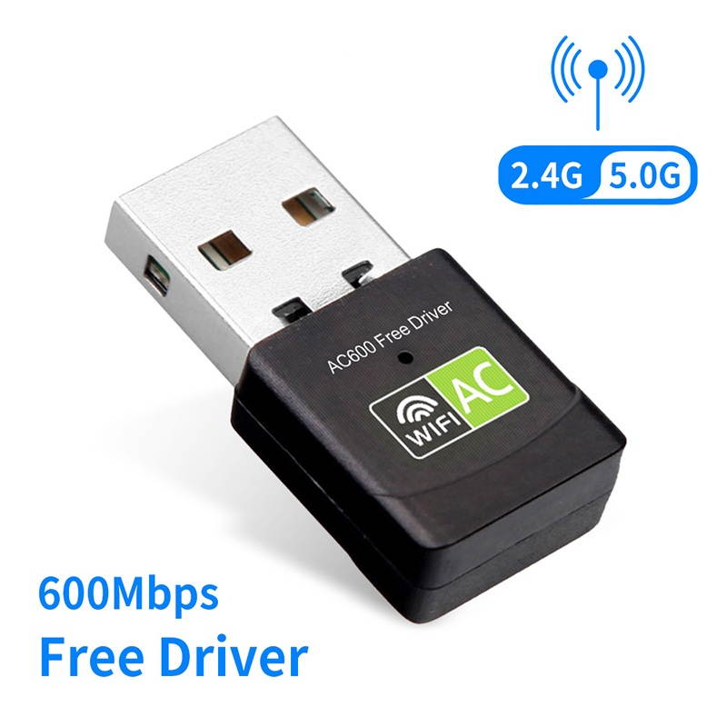 Driver Wireless USB Wifi Adapter 600Mbps Wi-fi Network Card 2.4G 5G Dual Band Lan USB Wifi Dongle Receiver 802.11n/g/a/ac