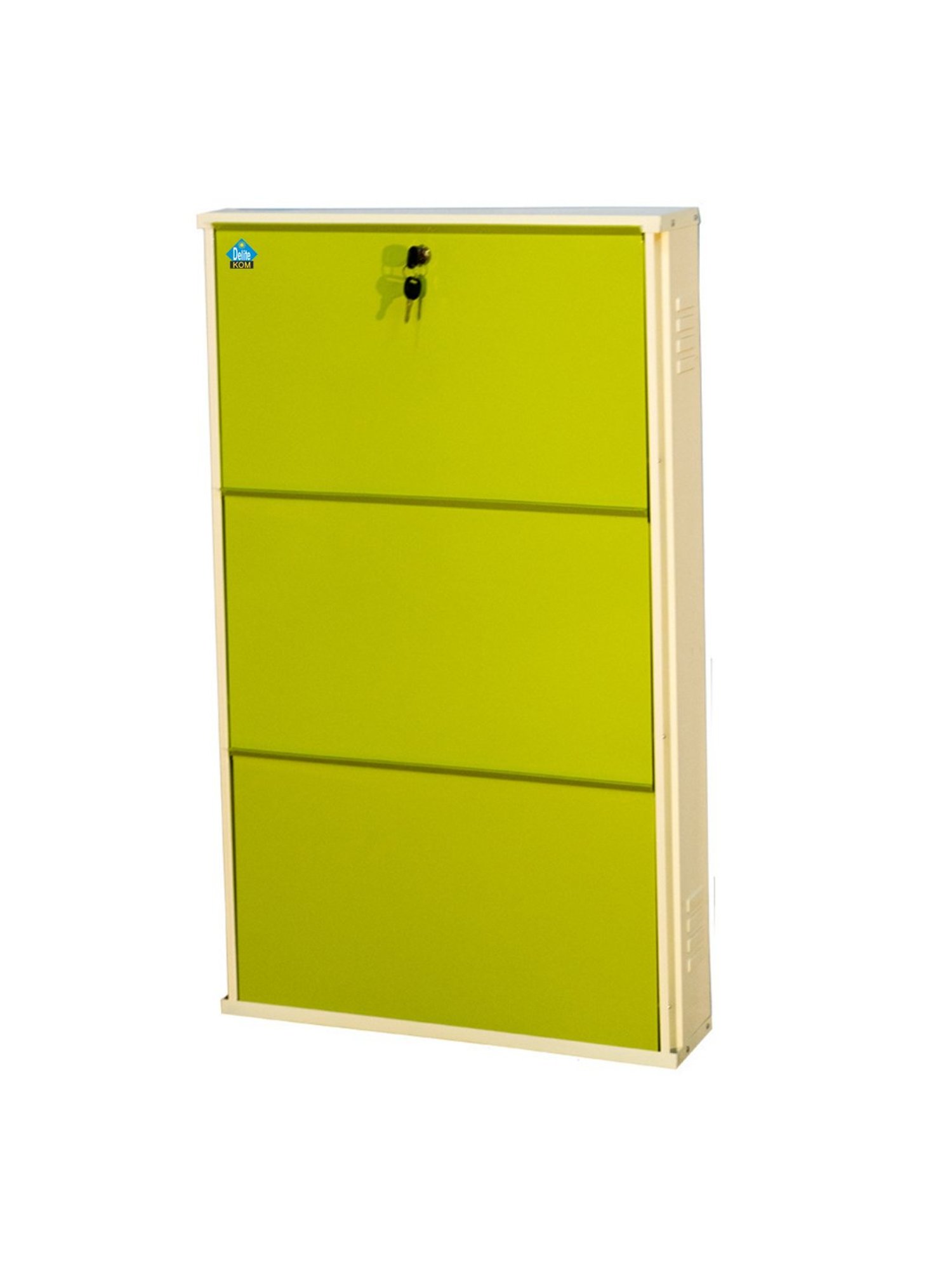 Delite Kom Metal Shoe Rack - 24" 3 Shelf, Ivory Green, PowderCoat, Wall Mount, DIY